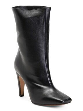 FABRIZIO CHINI Made In Italy Leather Booties With Wrapped Heel